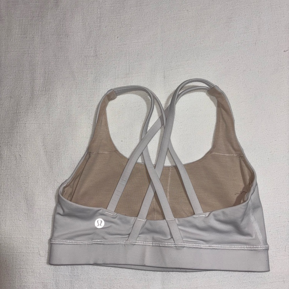 Lululemon White Energy Sports Bra with Criss-Cross Straps